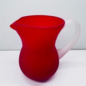 Vintage Cranberry Red Fenton Satin Glass Creamer Pitcher